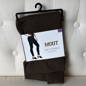 Mixit Full-Length Knit Leggings in Rich Olive